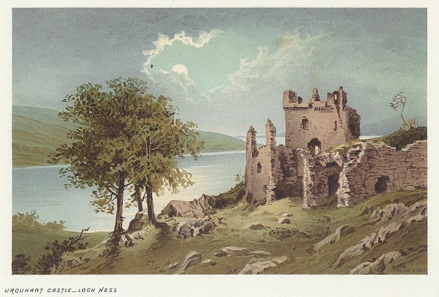 Urquhart Castle Loch Ness Scotland antique print