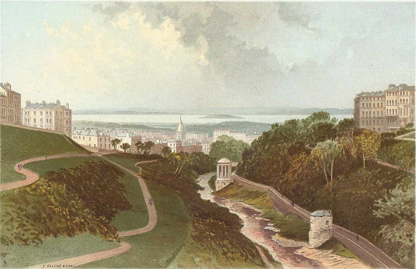 Edinburgh from Dean Bridge Scotland guaranteed antique print 1889