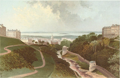 Edinburgh from Dean Bridge Scotland guaranteed antique print 1889