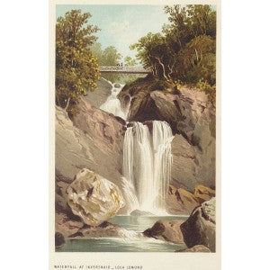 Inversnaid waterfall Loch Lomond Scotland antique print 1889