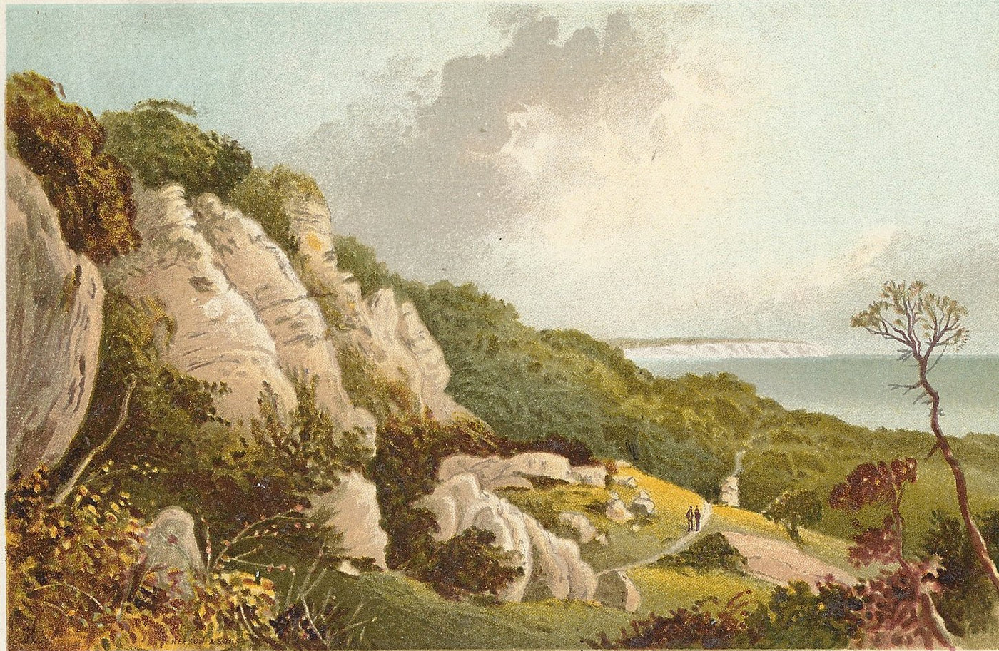 Ventnor landslip Isle of Wight antique print