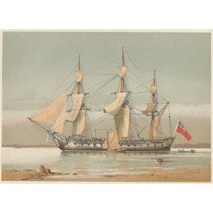 42-Gun Frigate antique print c.1890 from Her Majesty's Navy