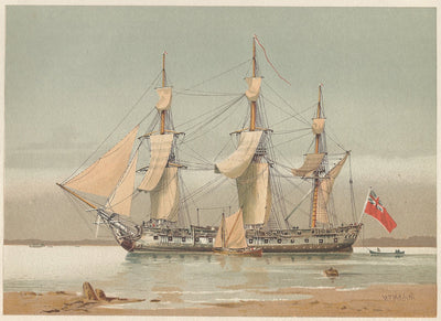 42-Gun Frigate antique print c.1890 from Her Majesty's Navy