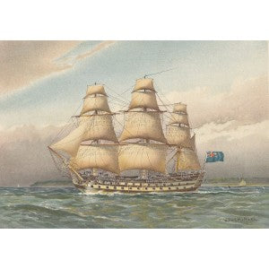 Royal Navy Battle Ship antique print