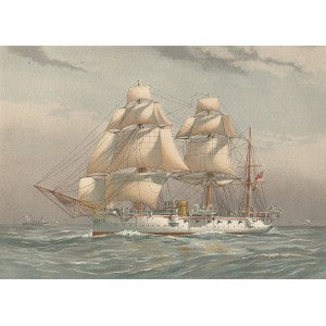 HMS Calliope Royal Navy 3rd Class Cruiser antique print