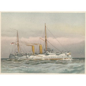 HMS Magicienne Royal Navy 2nd Class Cruiser antique print