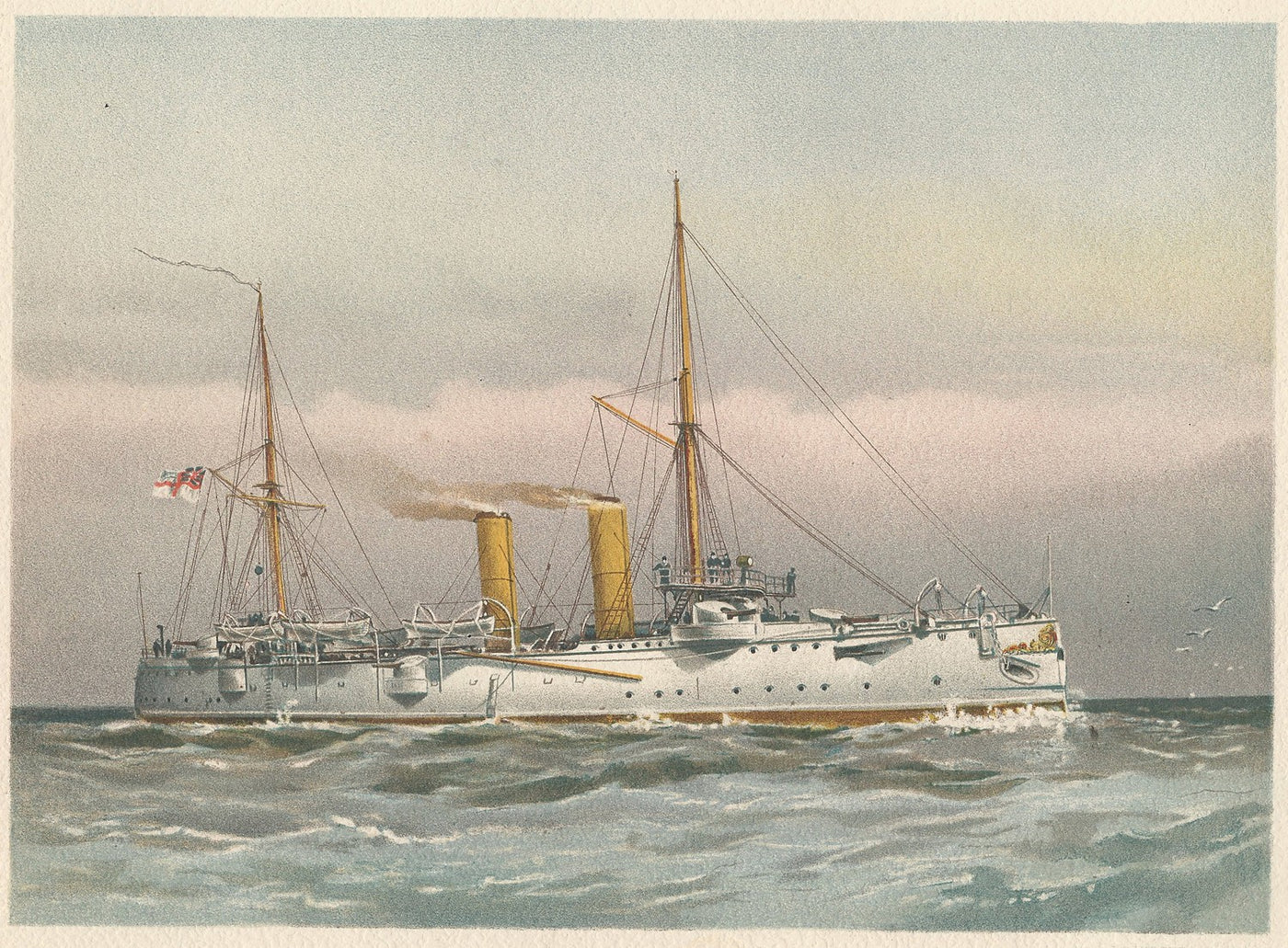 HMS Magicienne Royal Navy 2nd Class Cruiser antique print