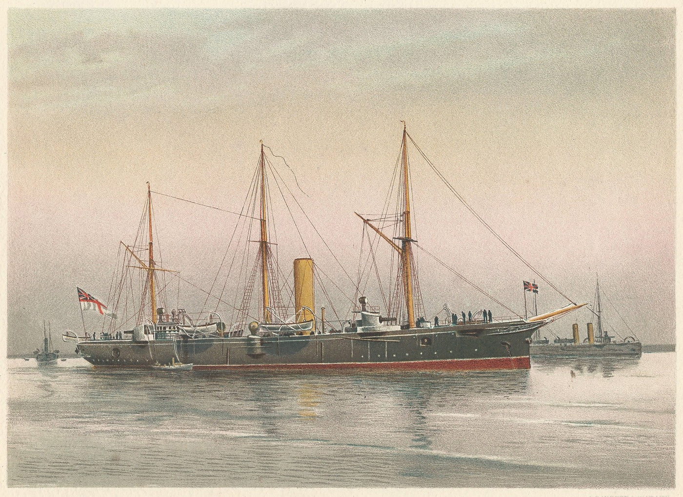HMS Mohawk 3rd Class Cruiser antique print published 1890