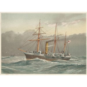 HMS Nymphe Royal Navy Sloop antique print published 1890