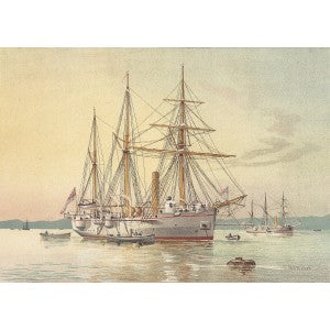 Royal Navy ship HMS Bramble seen off Dover antique print