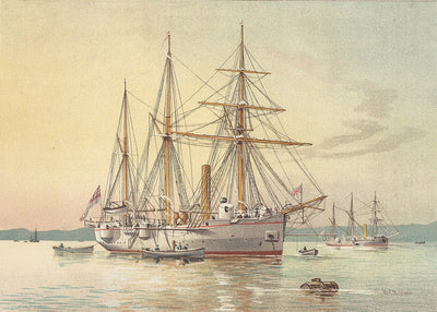 Royal Navy ship HMS Bramble seen off Dover antique print