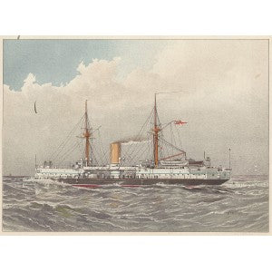 HMS Colossus 1st Class Battleship antique print published 1890