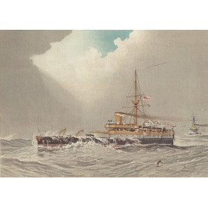 HMS Hero 2nd Class Battleship antique print published 1890