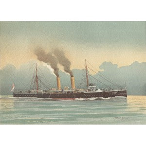 HMS Latona 2nd Class Cruiser antique print published 1890