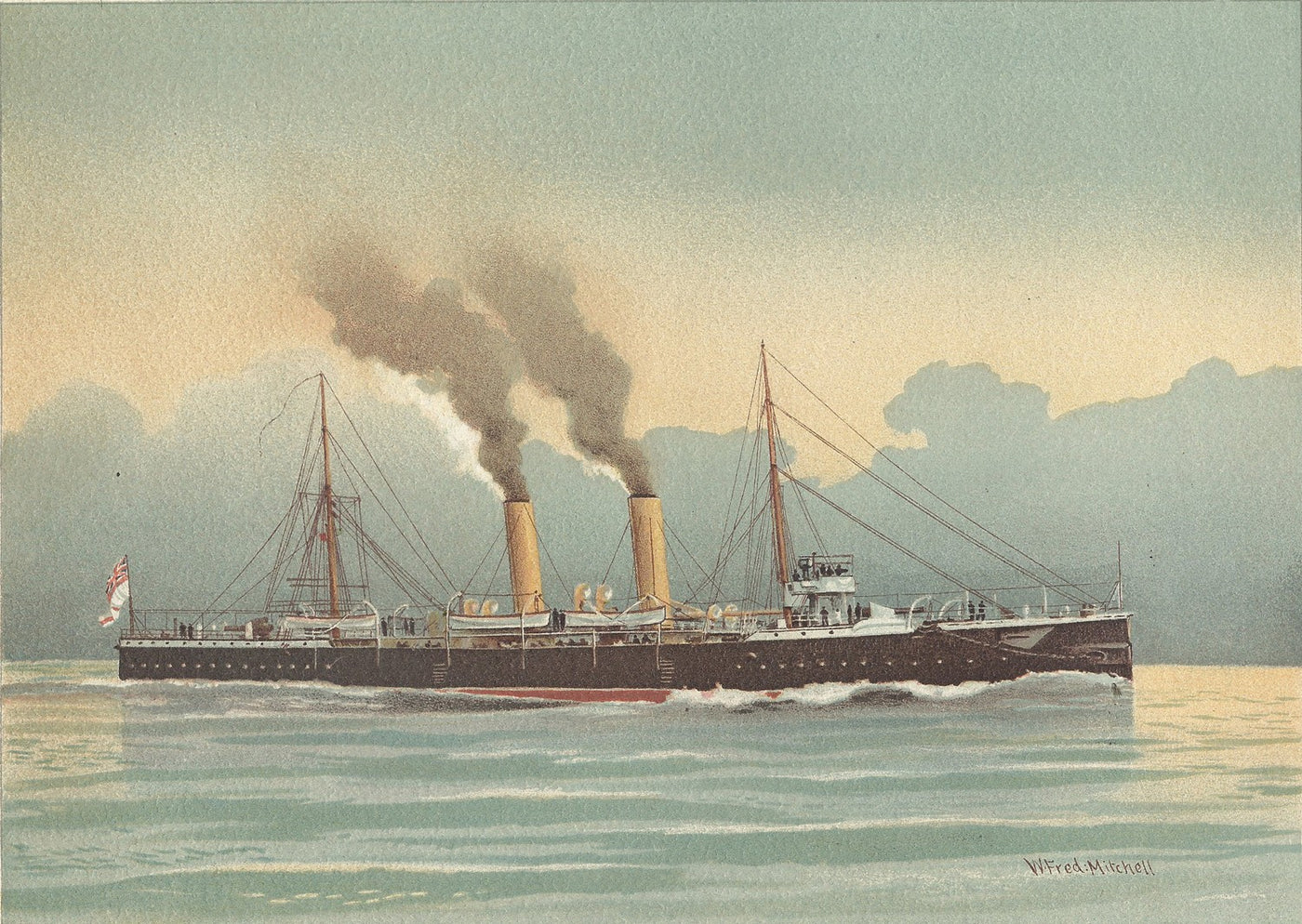HMS Latona 2nd Class Cruiser antique print published 1890
