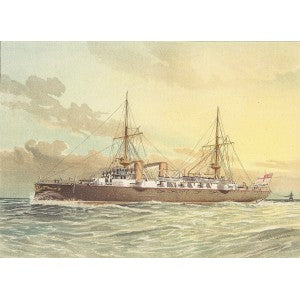 HMS Undaunted 1st Class Cruiser off Dover antique print published 1890