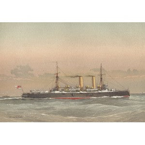HMS Blenheim Royal Navy Cruiser off Dover antique print