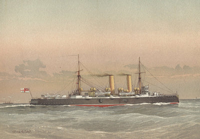 HMS Blenheim Royal Navy Cruiser off Dover antique print