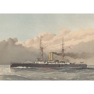 Royal Navy battleship HMS Royal Sovereign antique print