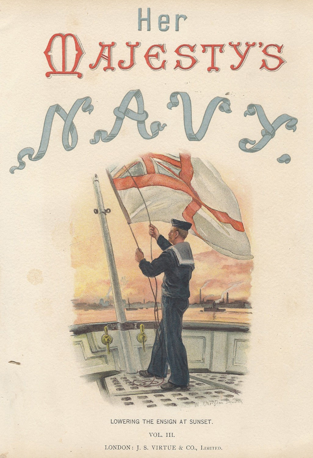 White Ensign from Her Majesty's Navy Vol.3 antique print 1890