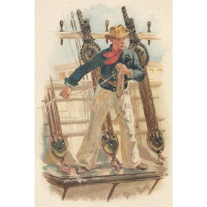 Royal Navy sailor swinging the Lead antique print