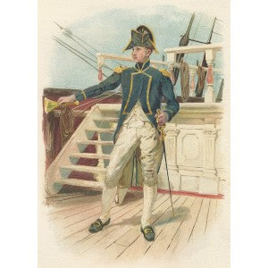 Royal Navy Captain antique print 1890