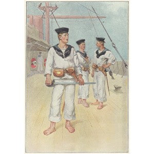 Royal Navy Boarding Party antique print published 1890