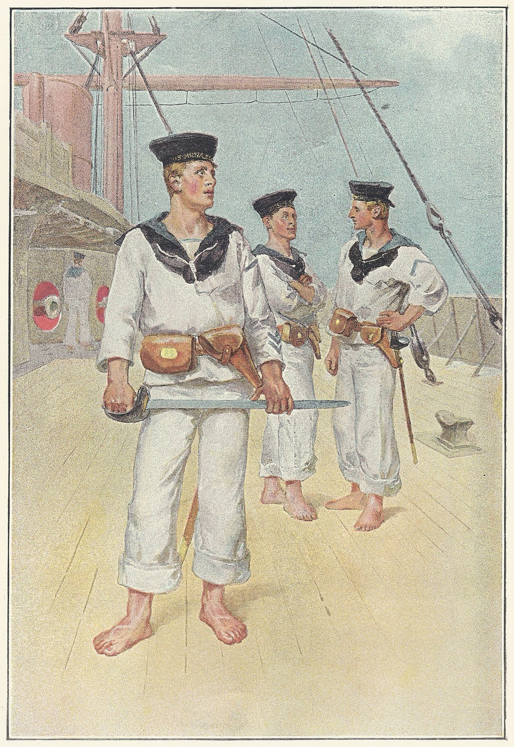 Royal Navy Boarding Party antique print published 1890