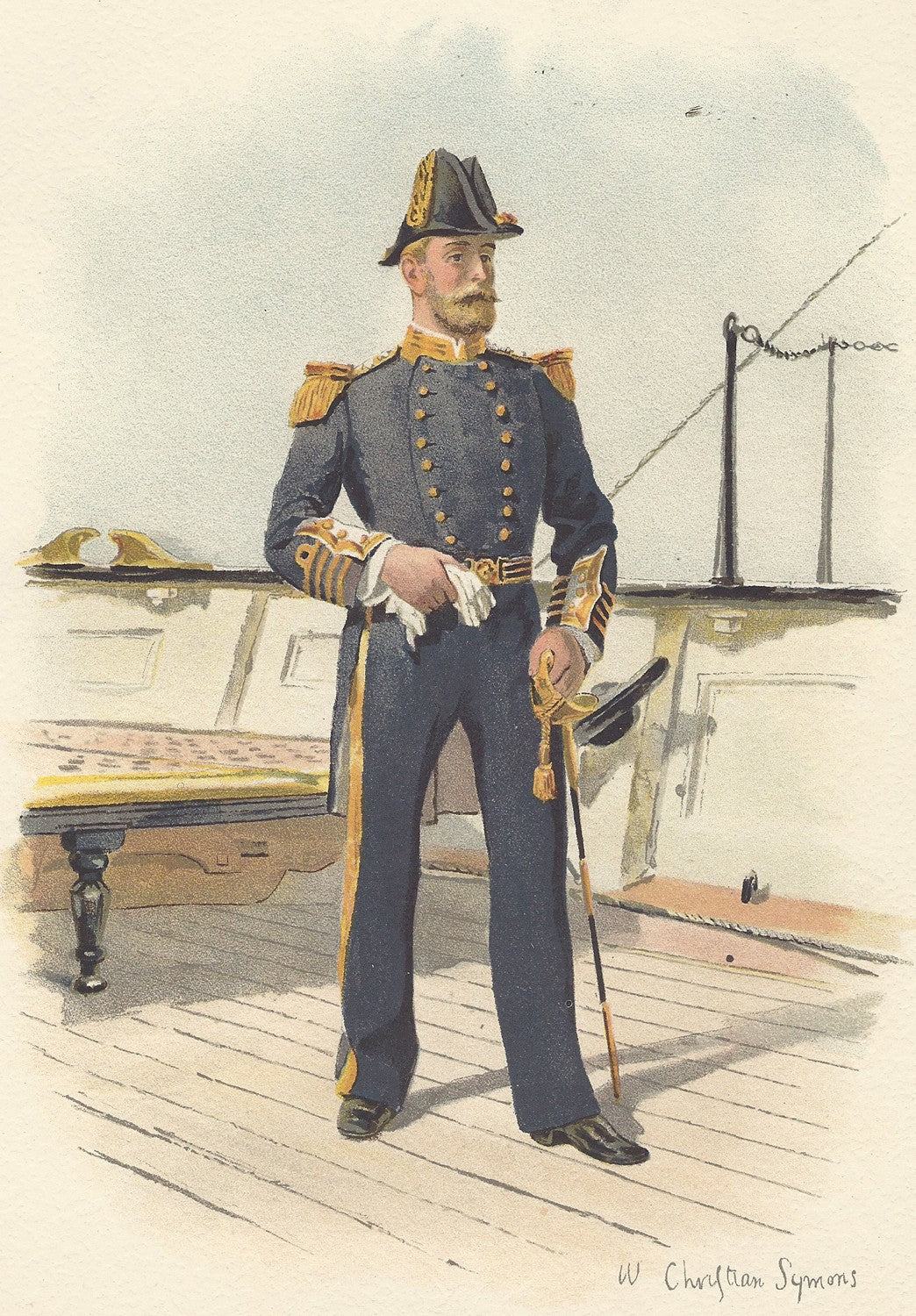 Royal Navy Captain antique print published 1890