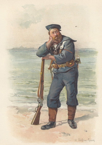 Royal Navy sailor in Landing Order antique print