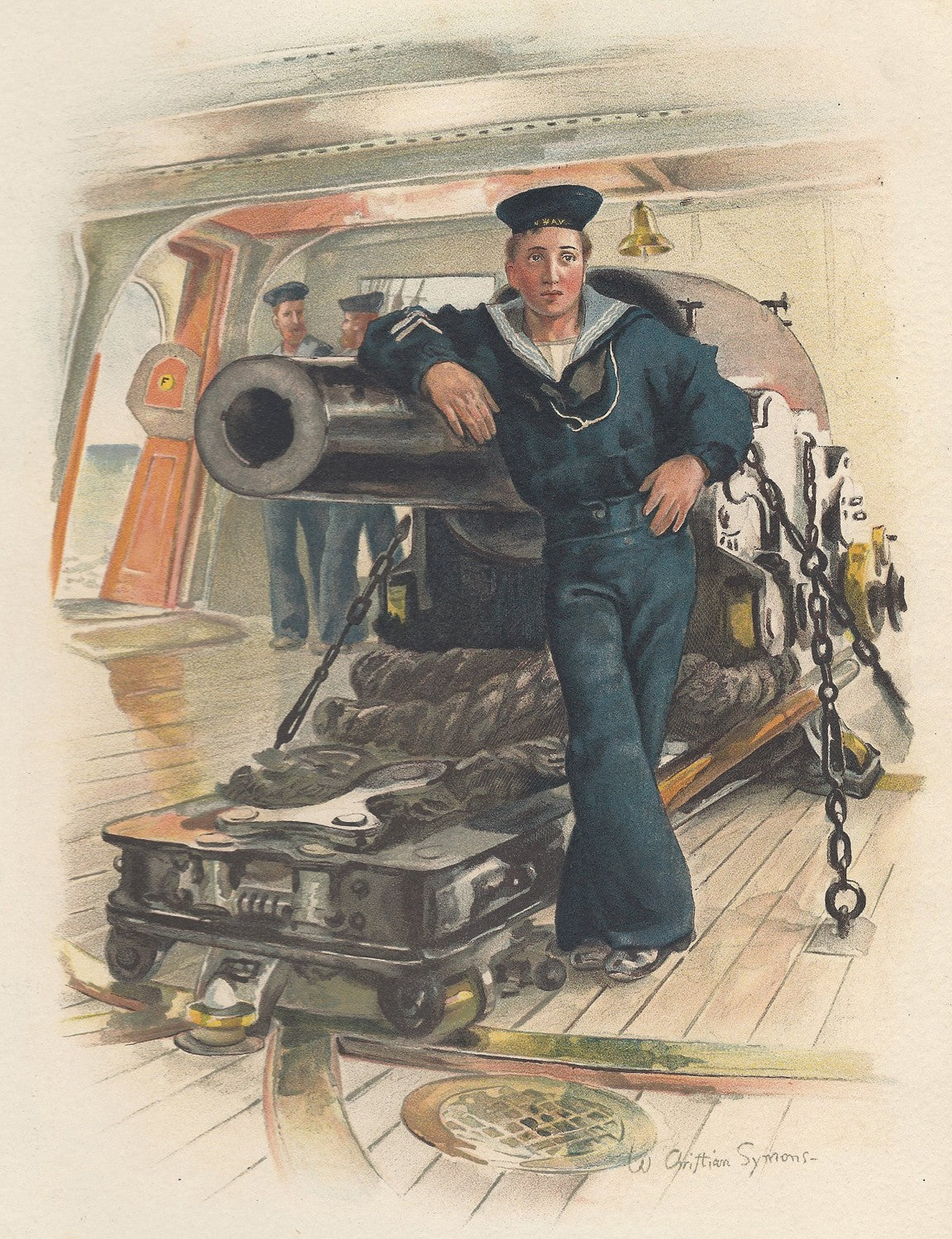Royal Navy Artillery Volunteers antique print 1890