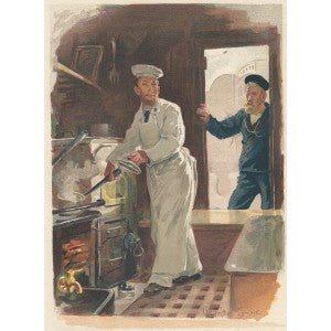 Royal Navy Ship's Cook antique print published 1890