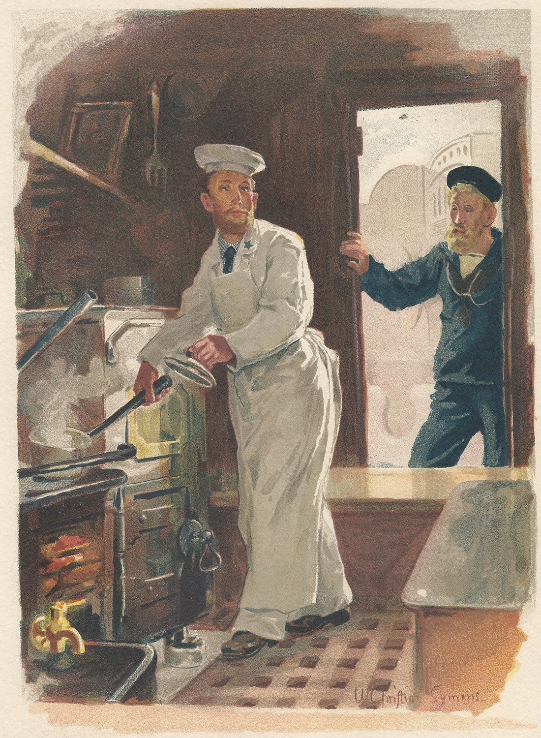 Royal Navy Ship's Cook antique print published 1890
