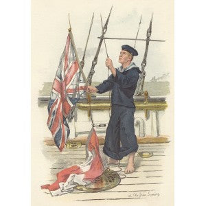 Royal Navy rating Signalling antique print