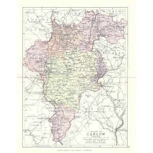 Carlow County Ireland antique map 1890