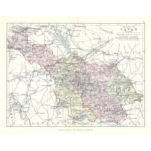 Cavan Ireland antique map published 1890