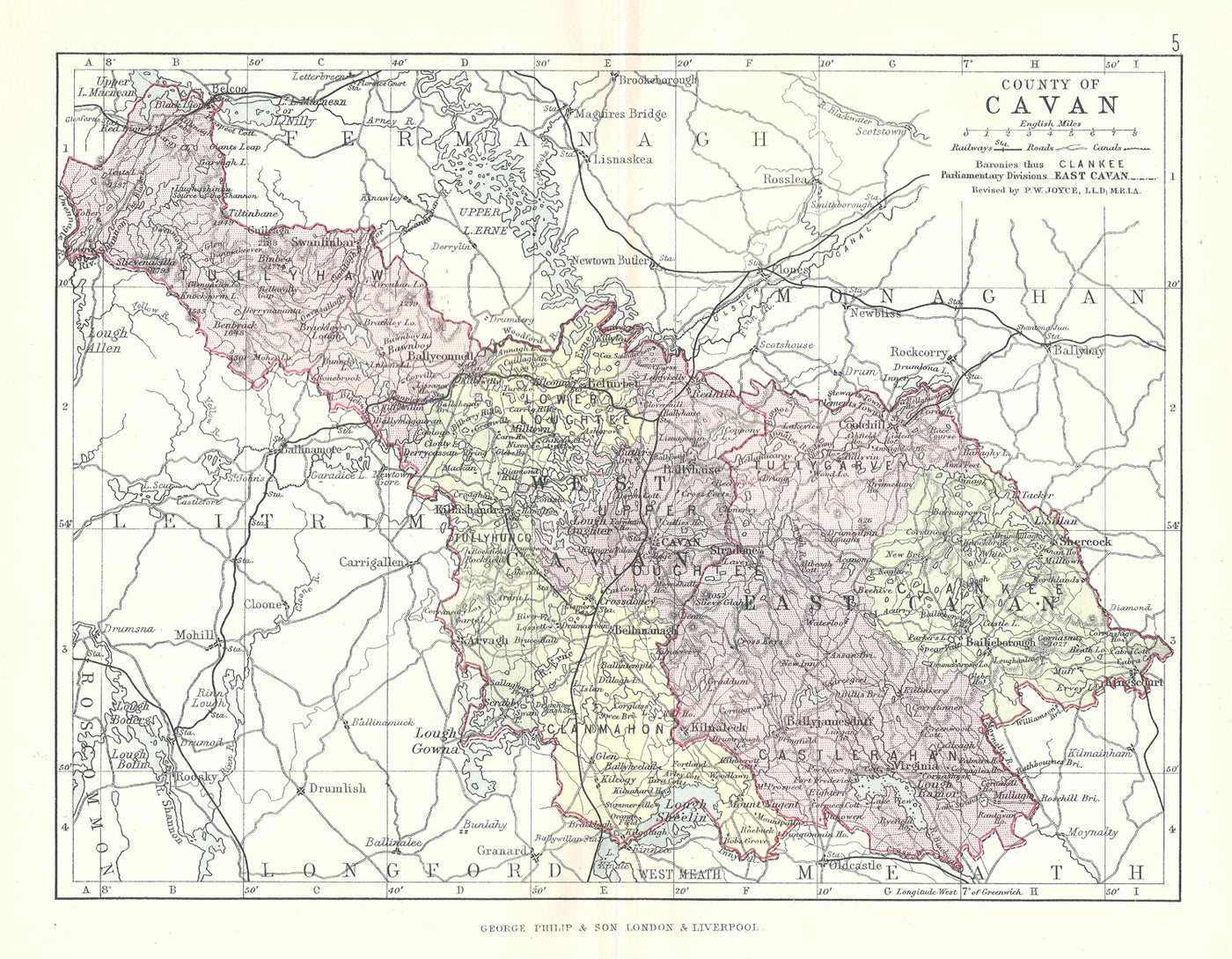 Cavan Ireland antique map published 1890