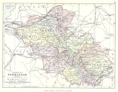 Fermanagh county antique map 1890