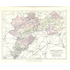 Kings County (Offaly) Ireland antique map