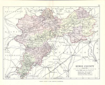 Kings County (Offaly) Ireland antique map