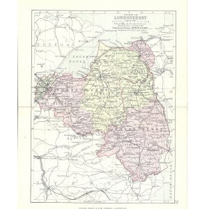 Londonderry Ireland antique map 1890
