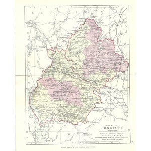 Longford Ireland antique map