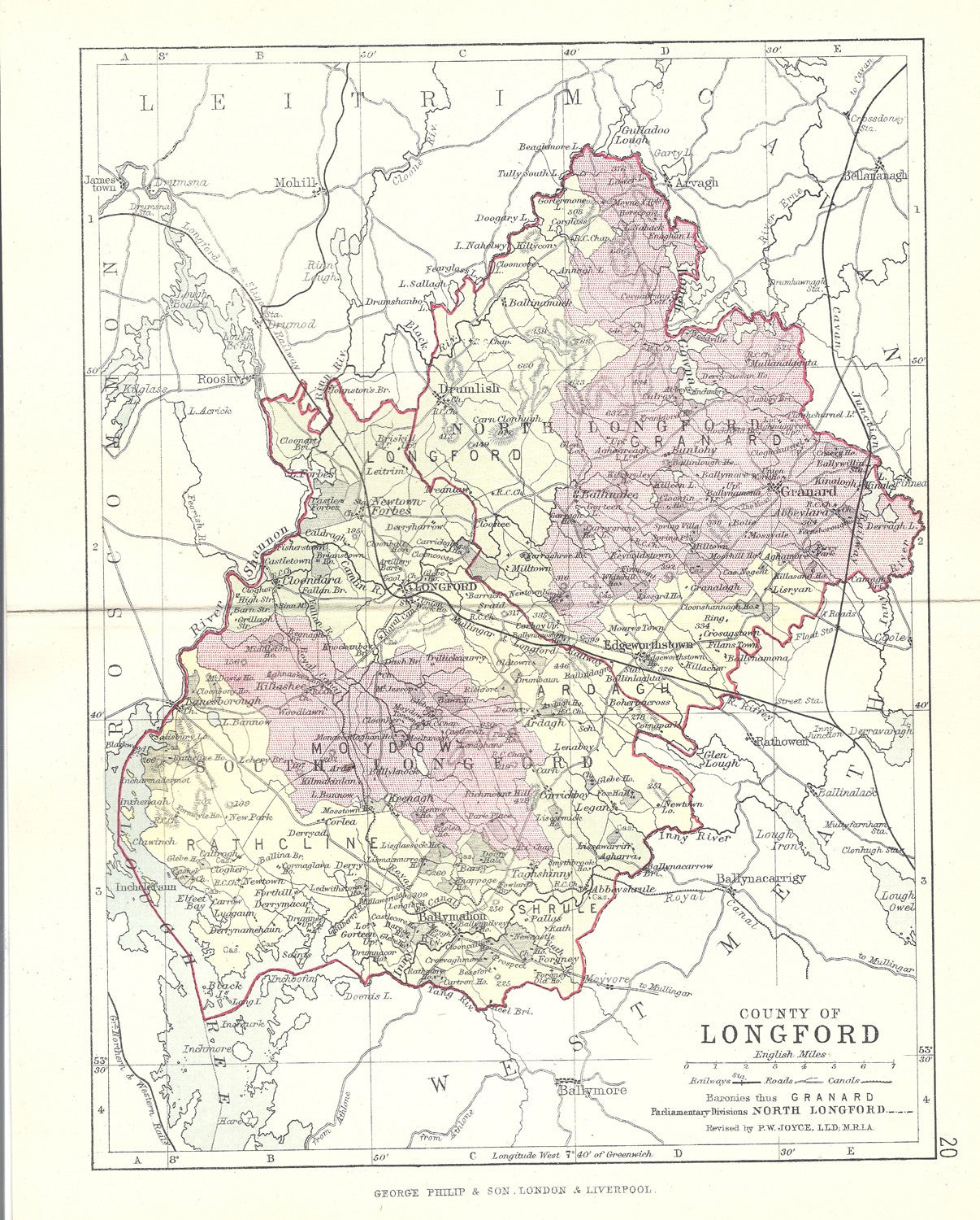 Longford Ireland antique map