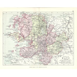 Mayo Ireland antique map 1890