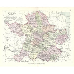 Meath Ireland antique map 1890