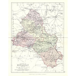 Monaghan Ireland antique map 1890