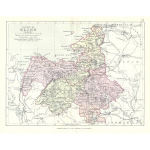 Sligo Ireland antique map published 1890