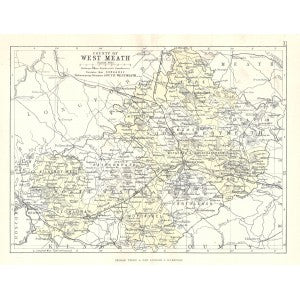 West Meath Ireland antique map 1890