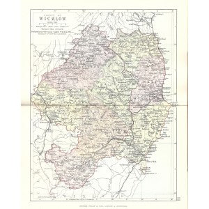 Wicklow Ireland antique map 1890