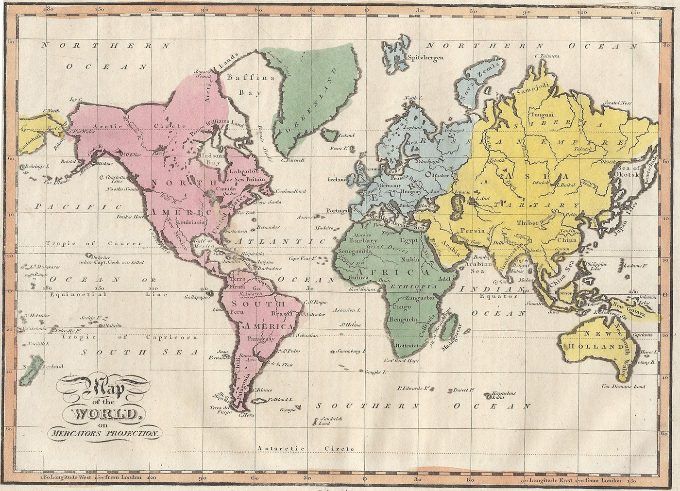 The World antique map 1815
